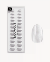 White Cateye Short Round Soft Gel Press Ons