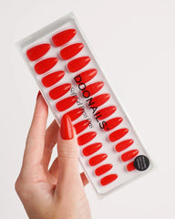 Rose Red Medium Almond Soft Gel Press Ons