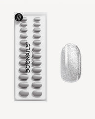Grey Cateye Medium Round Soft Gel Press Ons